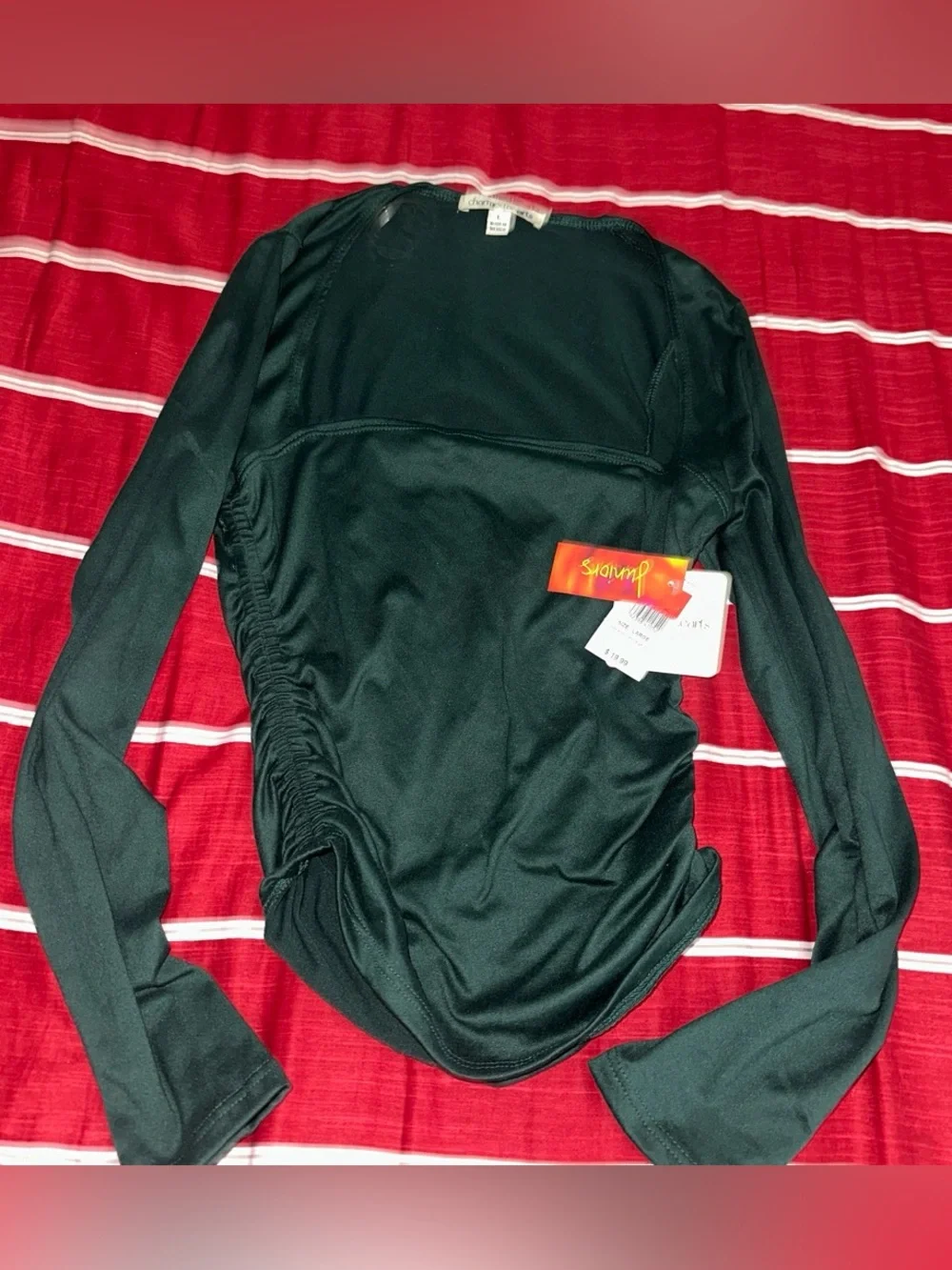 Women’s Long Sleeve Ruched Black Top - Unbranded